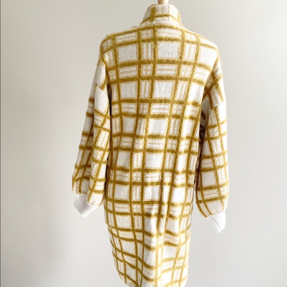 Anthropologie Yellow Windowpane Cardigan Sweater - Picture 6 of 8